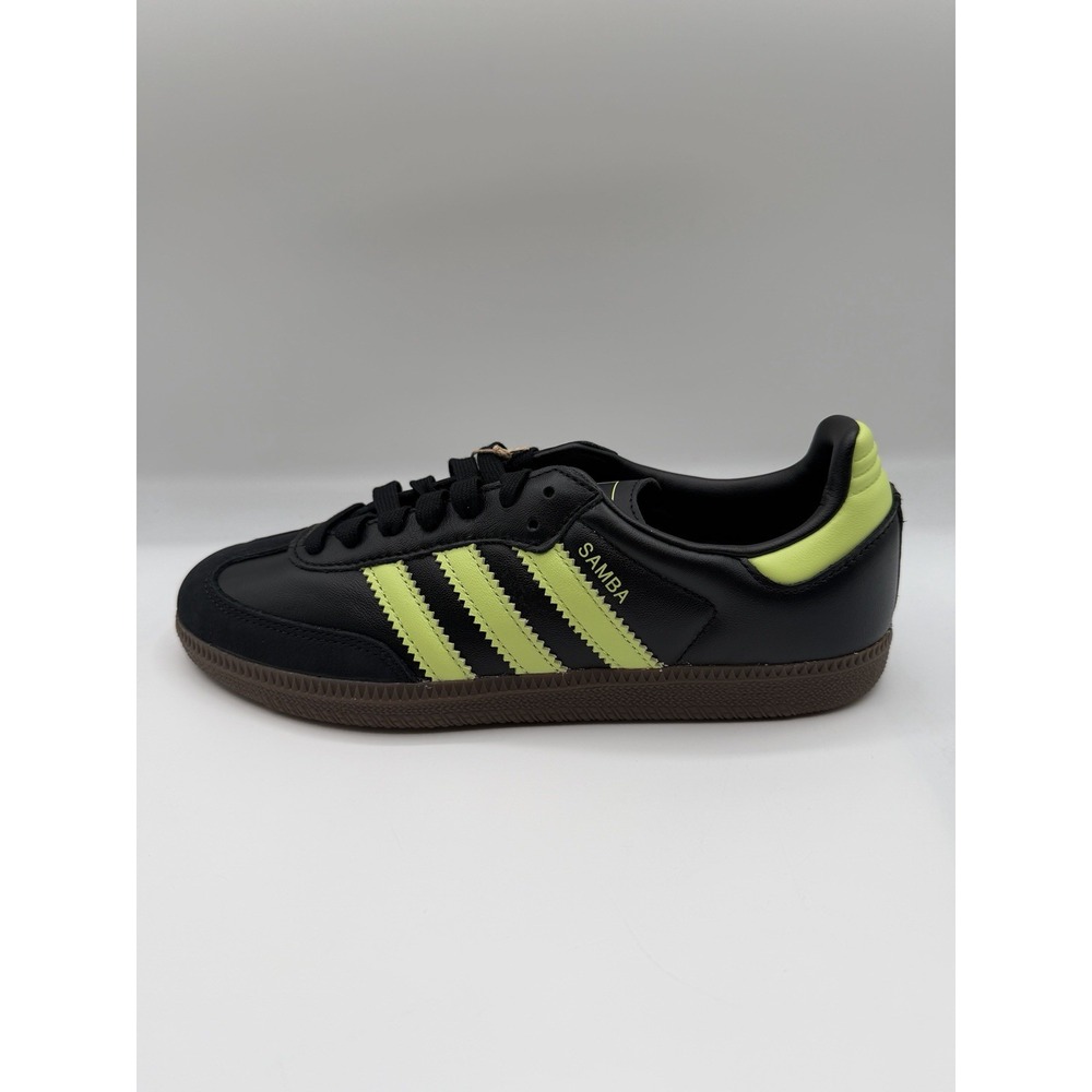 Adidas Samba OG W,Women's 8, Black/Pulse Lime/Gum,Leather,JS1387,NEW/DAMAGED BOX
